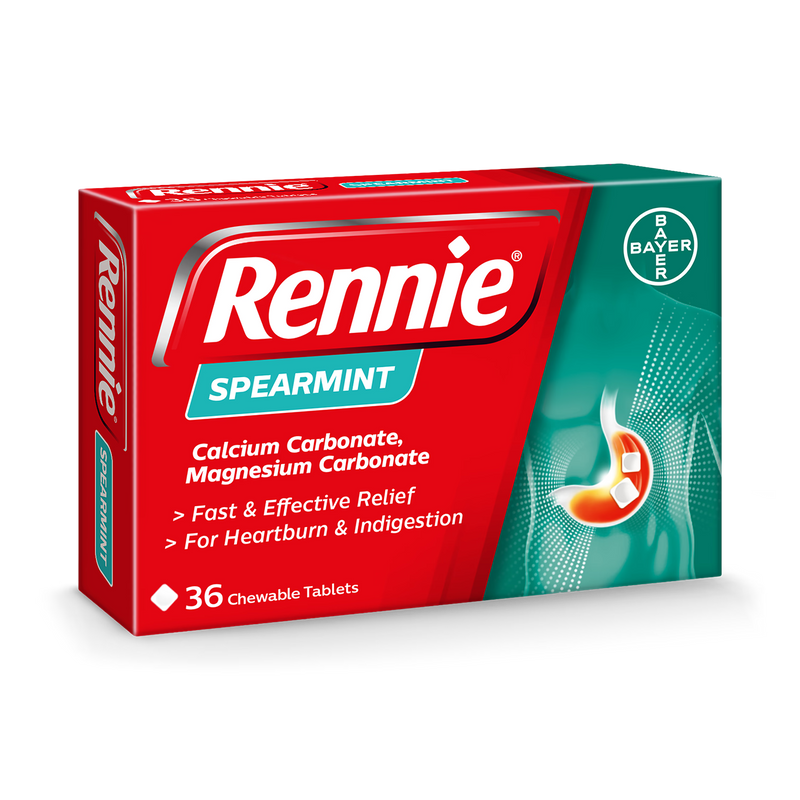 Rennie Spearmint chewable tablets 36 count, imported from the UK