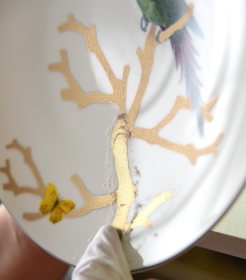 Bernardaud Aux Oiseaux porcelain dinner plate with bird design, 26cm - British product