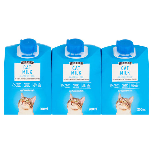 Sainsbury’s Cat Milk 3x200ml Cat treats & milk Sainsburys   