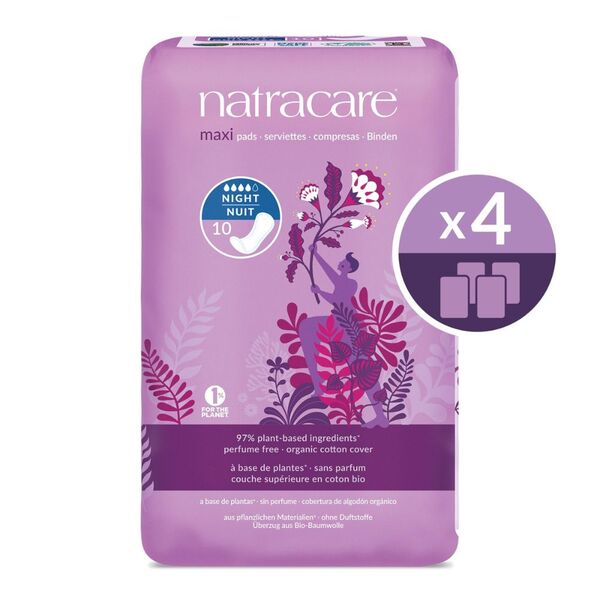 Natracare night time maxi pads 40-pack (British brand)