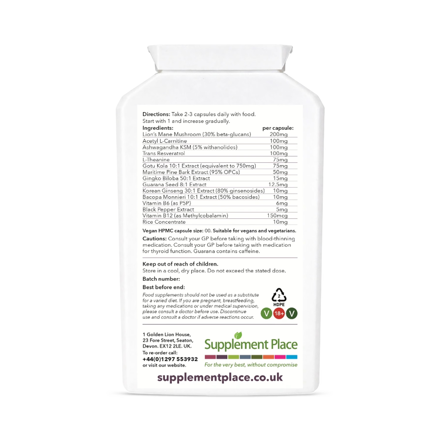 Supplement Place Nootropic Complex 240 capsules (British brand)