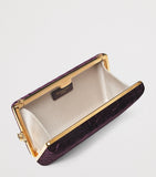 Aspinal of London velvet croc-embossed Paloma box clutch bag, imported from the UK