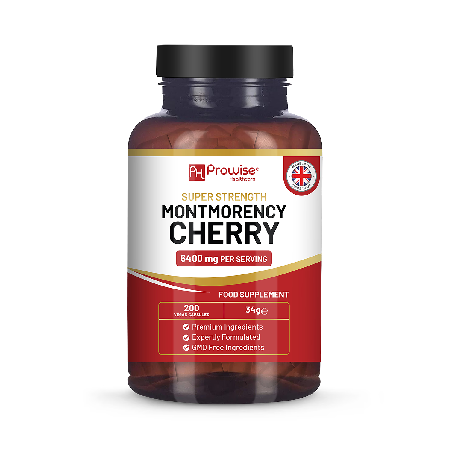 Prowise Healthcare Montmorency Cherry supplement 6400mg 200 capsules, imported from the UK