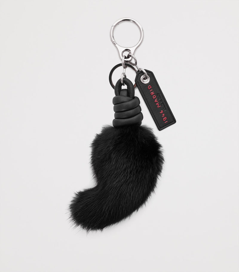 LOEWE lion tail key charm calfskin mink fur (British brand)