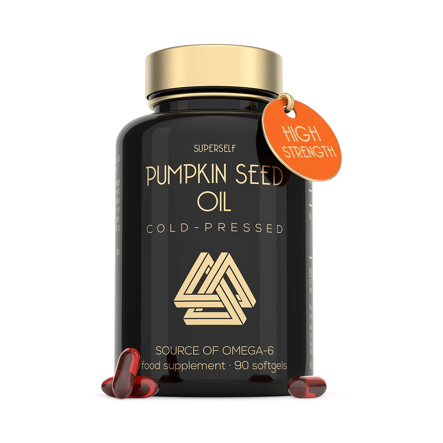 SuperSelf pumpkin seed oil supplement 3000mg 90 softgels, imported from the UK