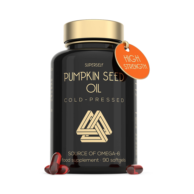SuperSelf pumpkin seed oil supplement 3000mg 90 softgels, imported from the UK