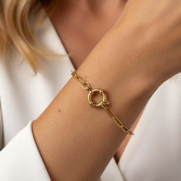 MUCHV gold link chain bracelet with sailor clasp, imported from the UK