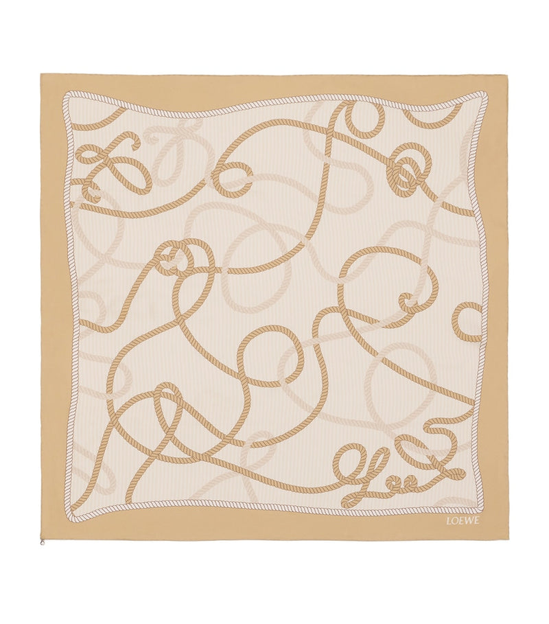 LOEWE silk twill scarf with abstract Anagram print 90x90, UK version