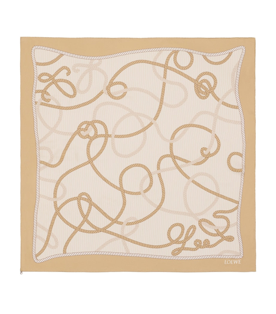 LOEWE silk twill scarf with abstract Anagram print 90x90, UK version