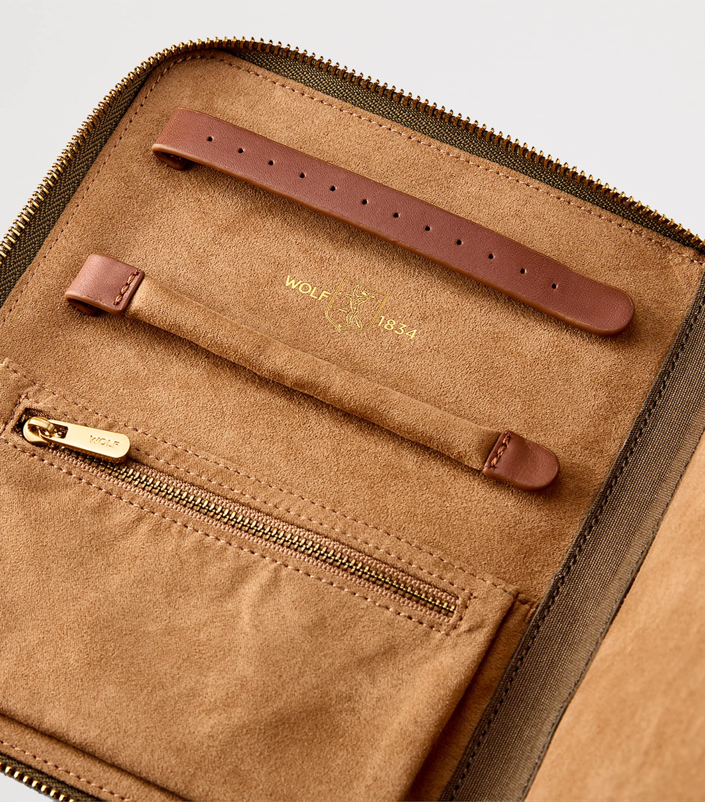 WOLF Ida travel zip jewellery portfolio case (British brand)