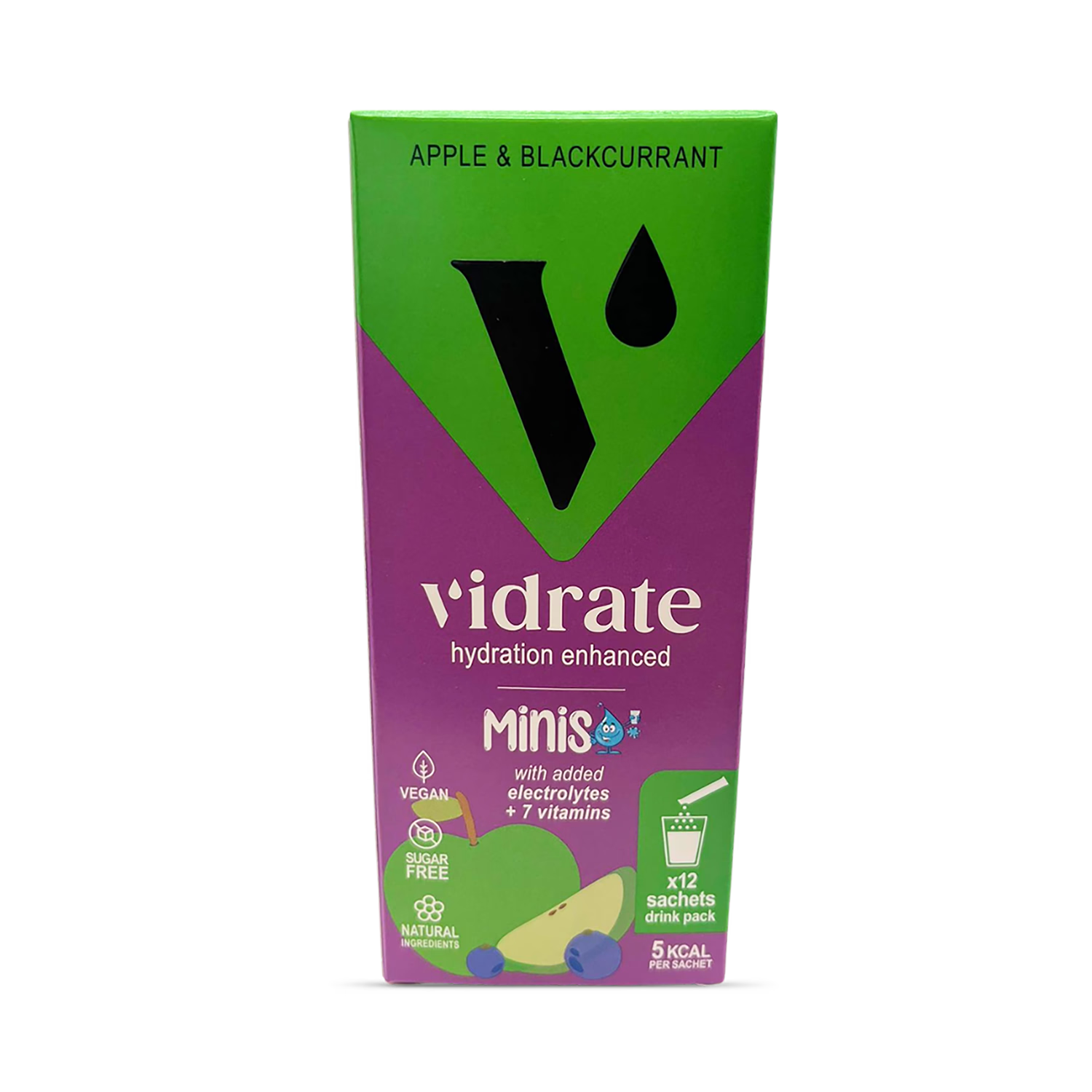 Vidrate Apple & Blackcurrant Kids Minis 12 sachets - British product