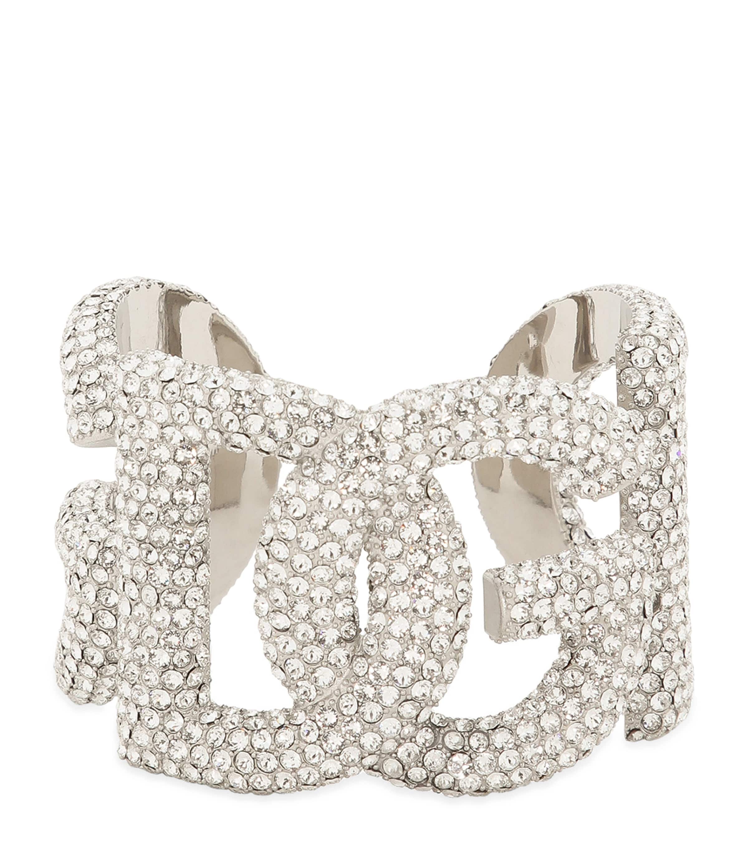 Dolce&Gabbana cuff bracelet with embellished DG Millennials logo - British product