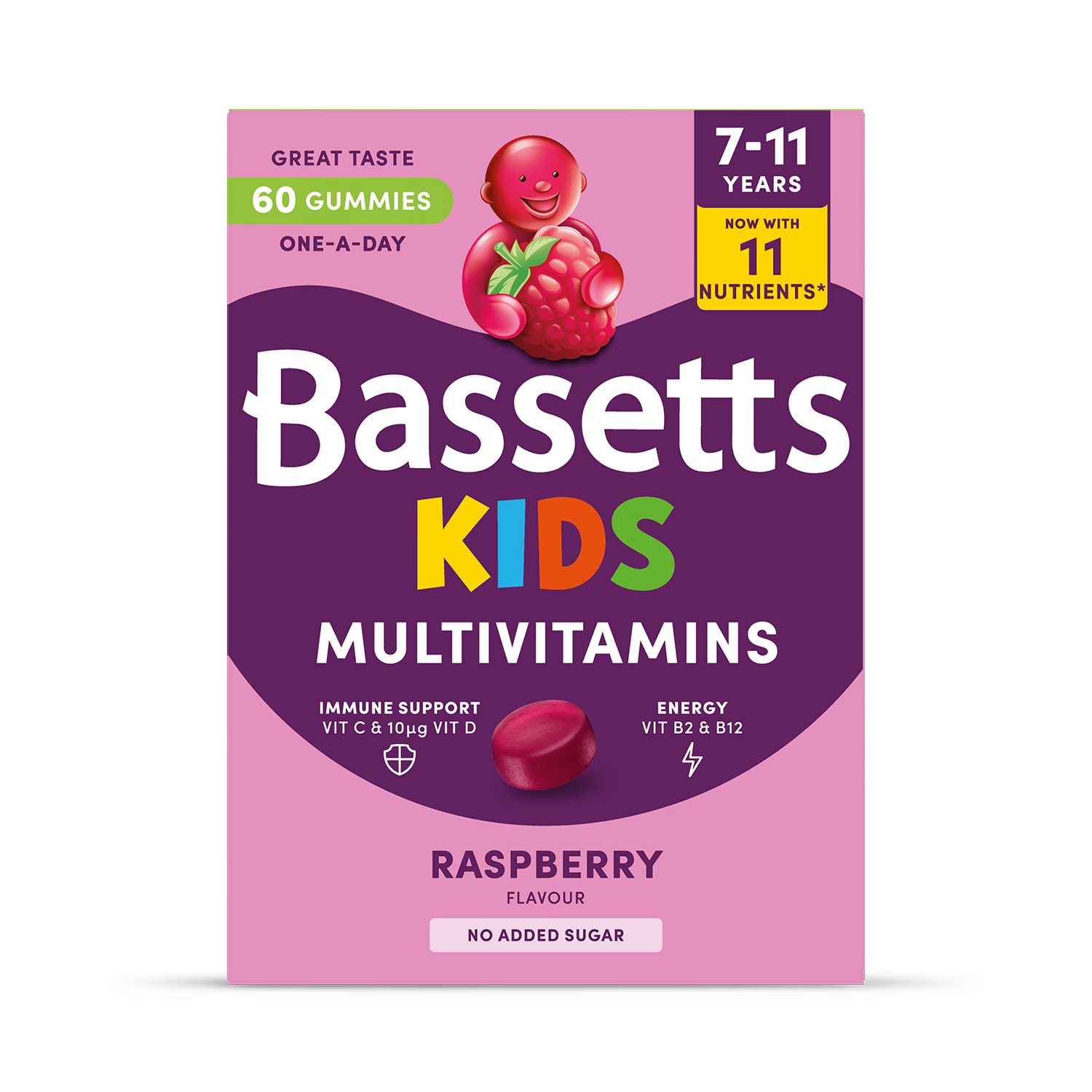 Bassetts kids multivitamins raspberry 60 gummies (British brand)