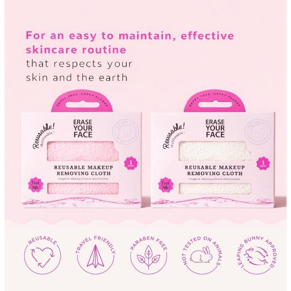 Erase Your Face reusable makeup removing cloth in cream or pink - British product