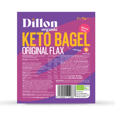 Holland & Barrett Dillon Organic Keto Bagel Original Flax 150g- Buy online at McGrocer