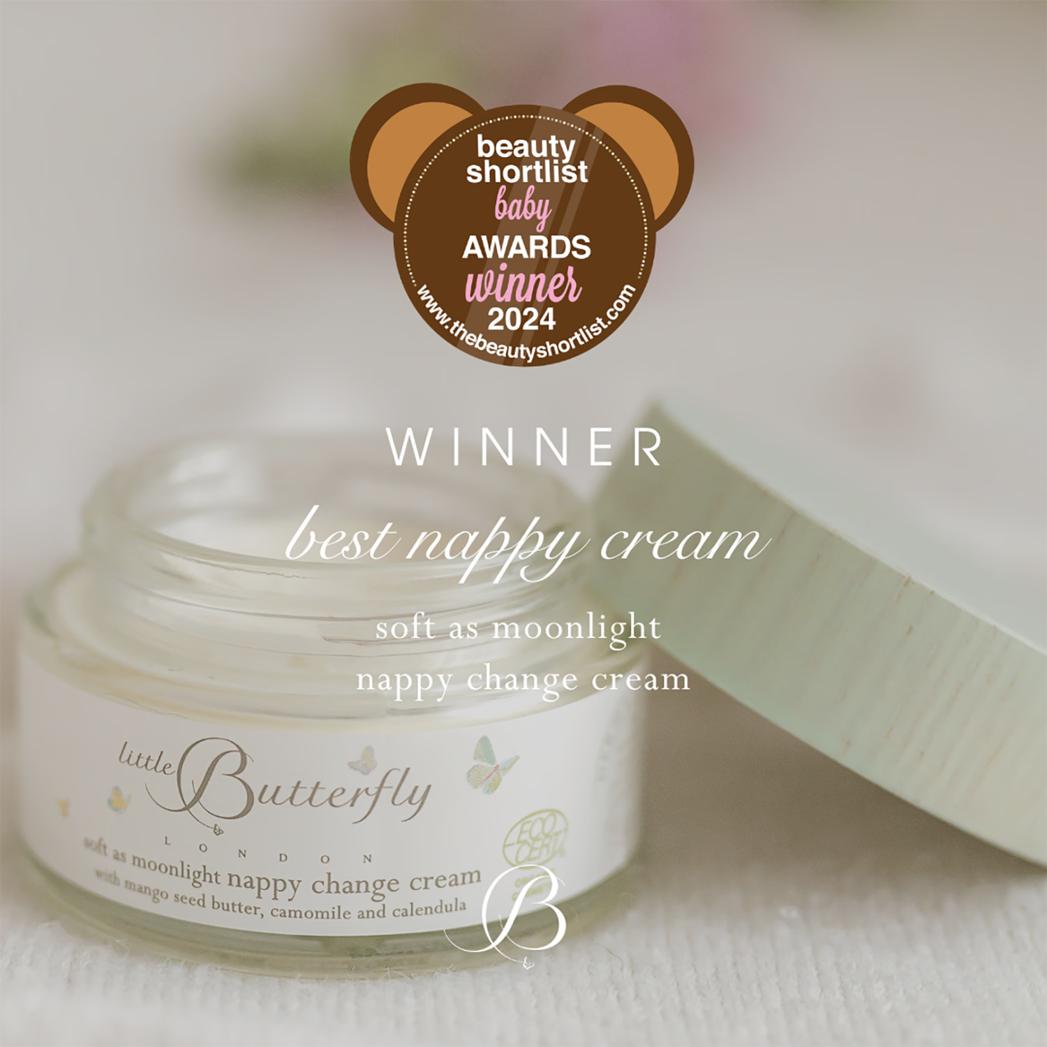 Little Butterfly London soft as moonlight nappy change cream 50ml, imported from the UK