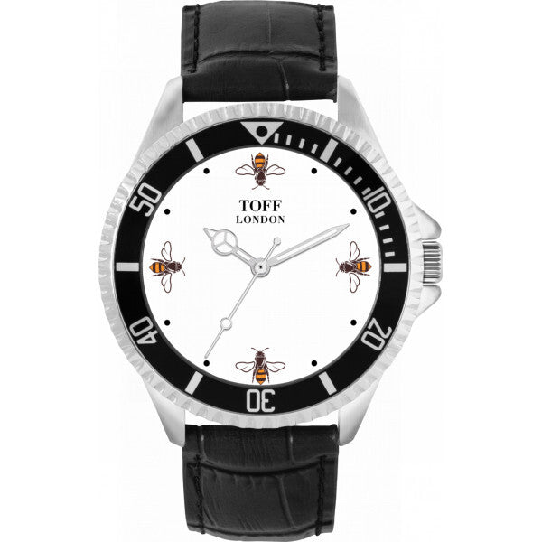 Toff London White Flying Bees Baton Watch, imported from the UK