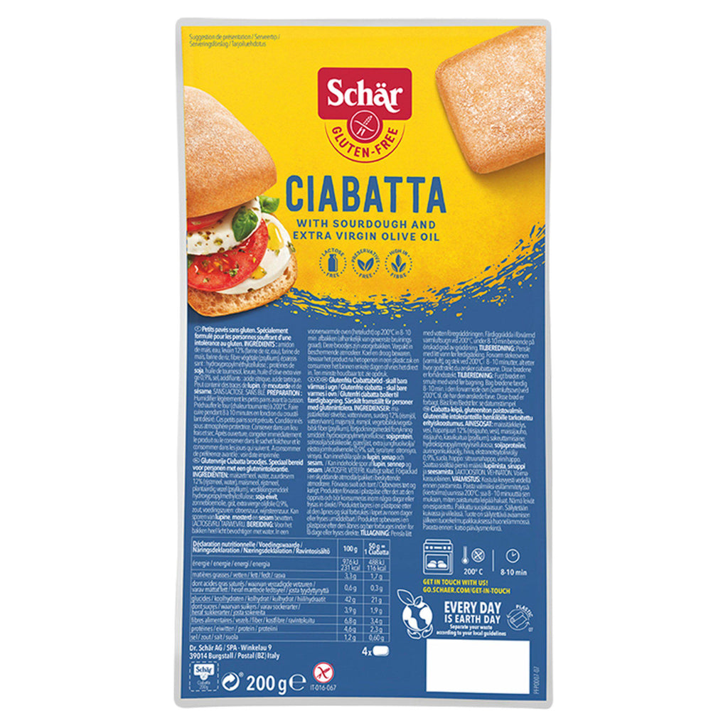 Schar Gluten Free White Ciabatta Rolls x4