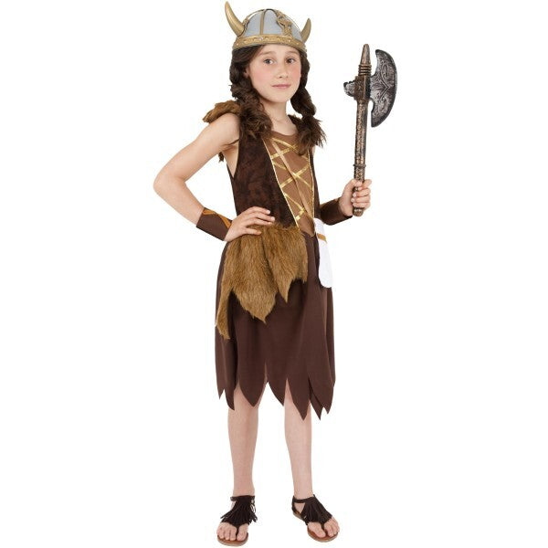 Smiffys Viking Girl Costume brown dress wristcuffs (British brand)
