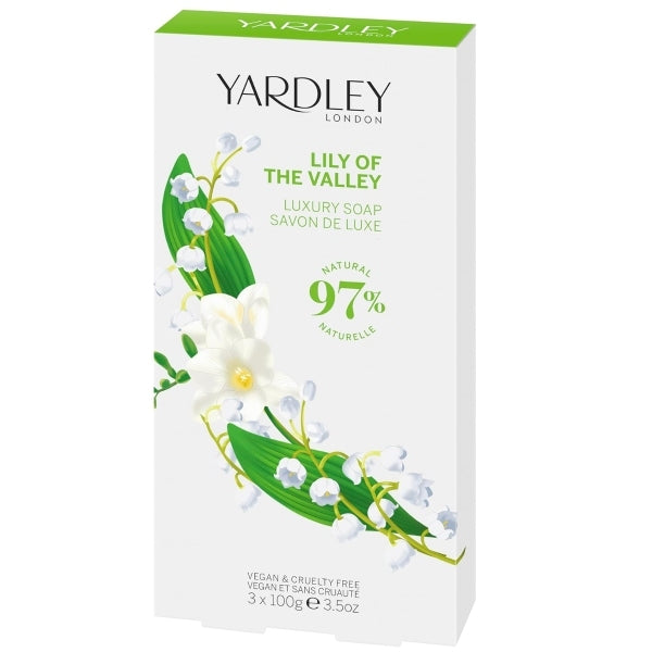 Yardley Soap Bar Lily of the Valley Moisturising 3x100g (British brand)