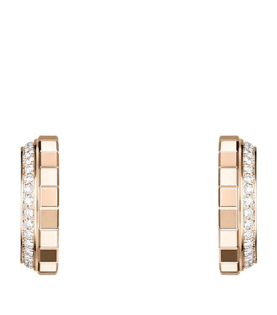 Harrods Chopard Rose Gold and Diamond Ice Cube Hoop Earrings- Buy online at McGrocer
