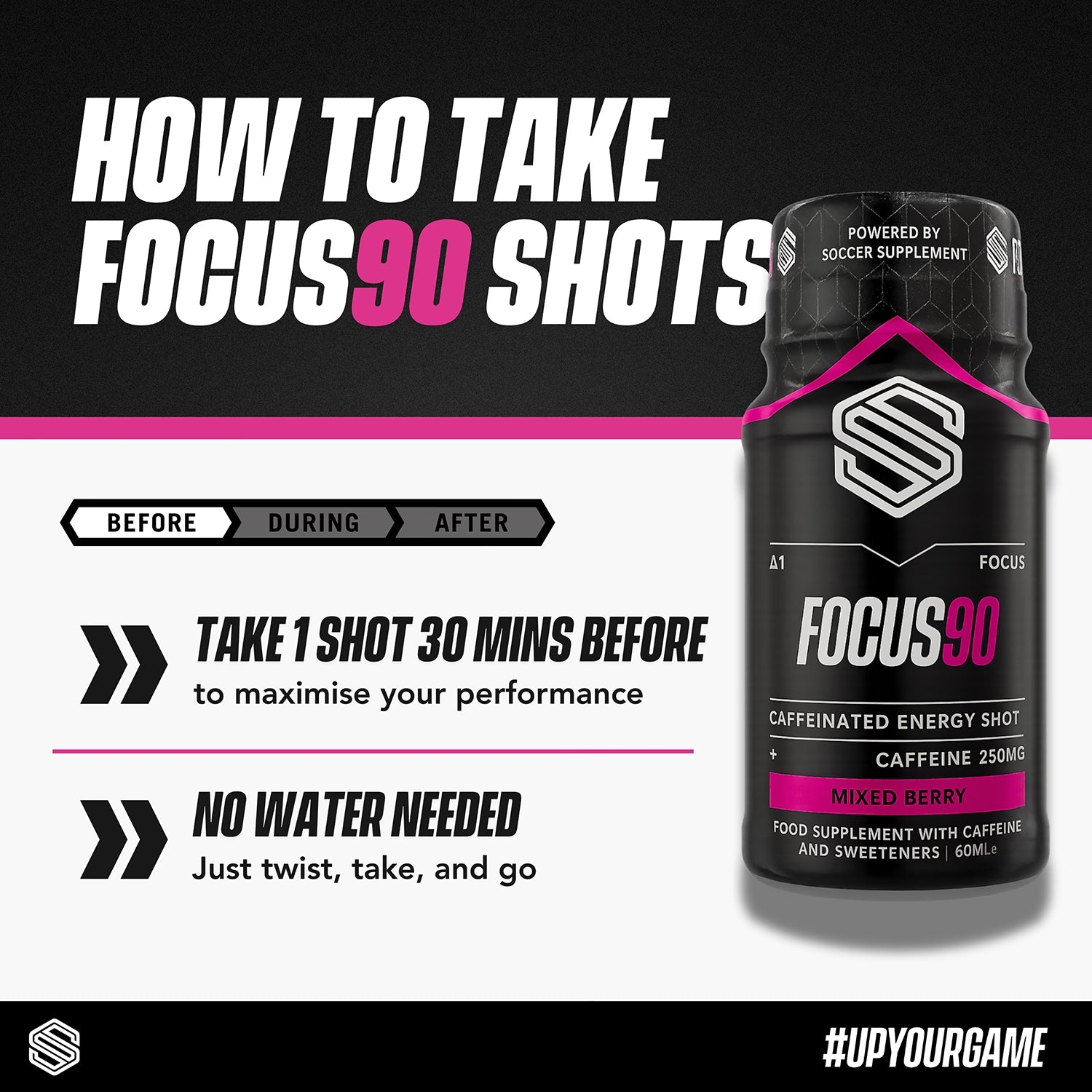 Focus90 energy shots 250mg caffeine 12 pack, imported from the UK