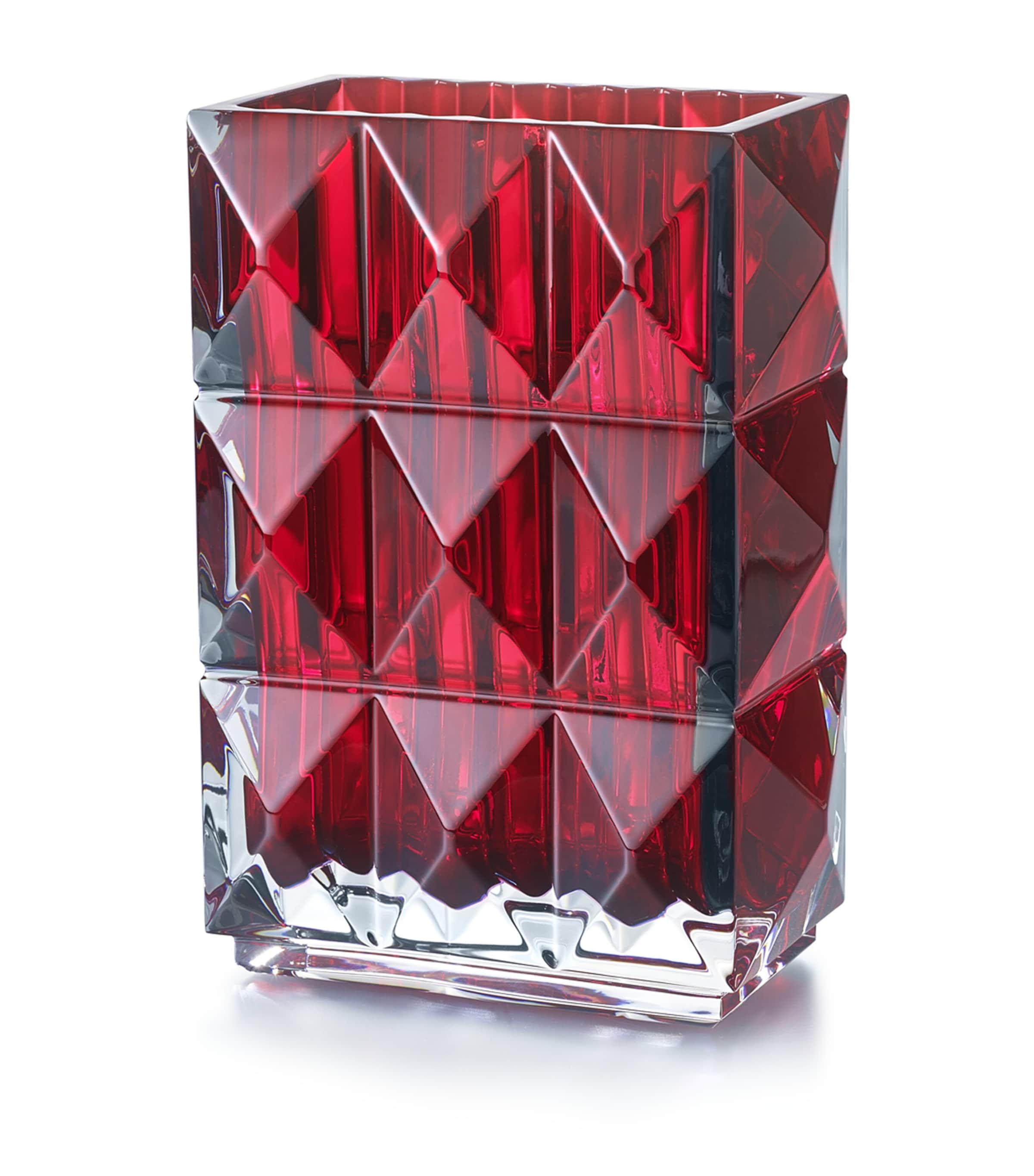 Baccarat Louxor rectangular red crystal vase 15 cm - British product