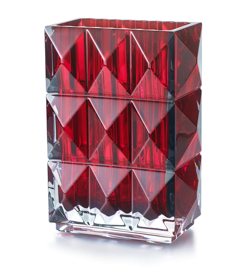 Baccarat Louxor rectangular red crystal vase 15 cm - British product