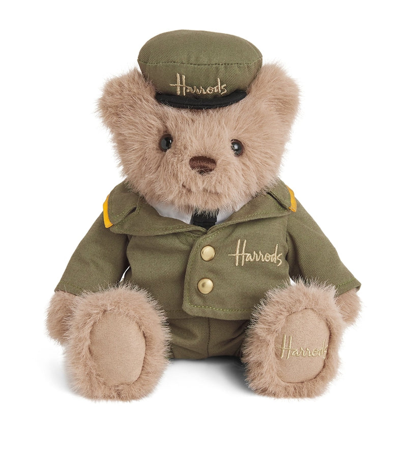 Harrods Medium Green Man Bear soft toy 18cm, UK version