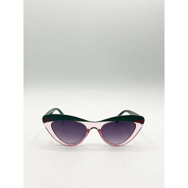 SVNX cat-eye sunglasses pink green - British product