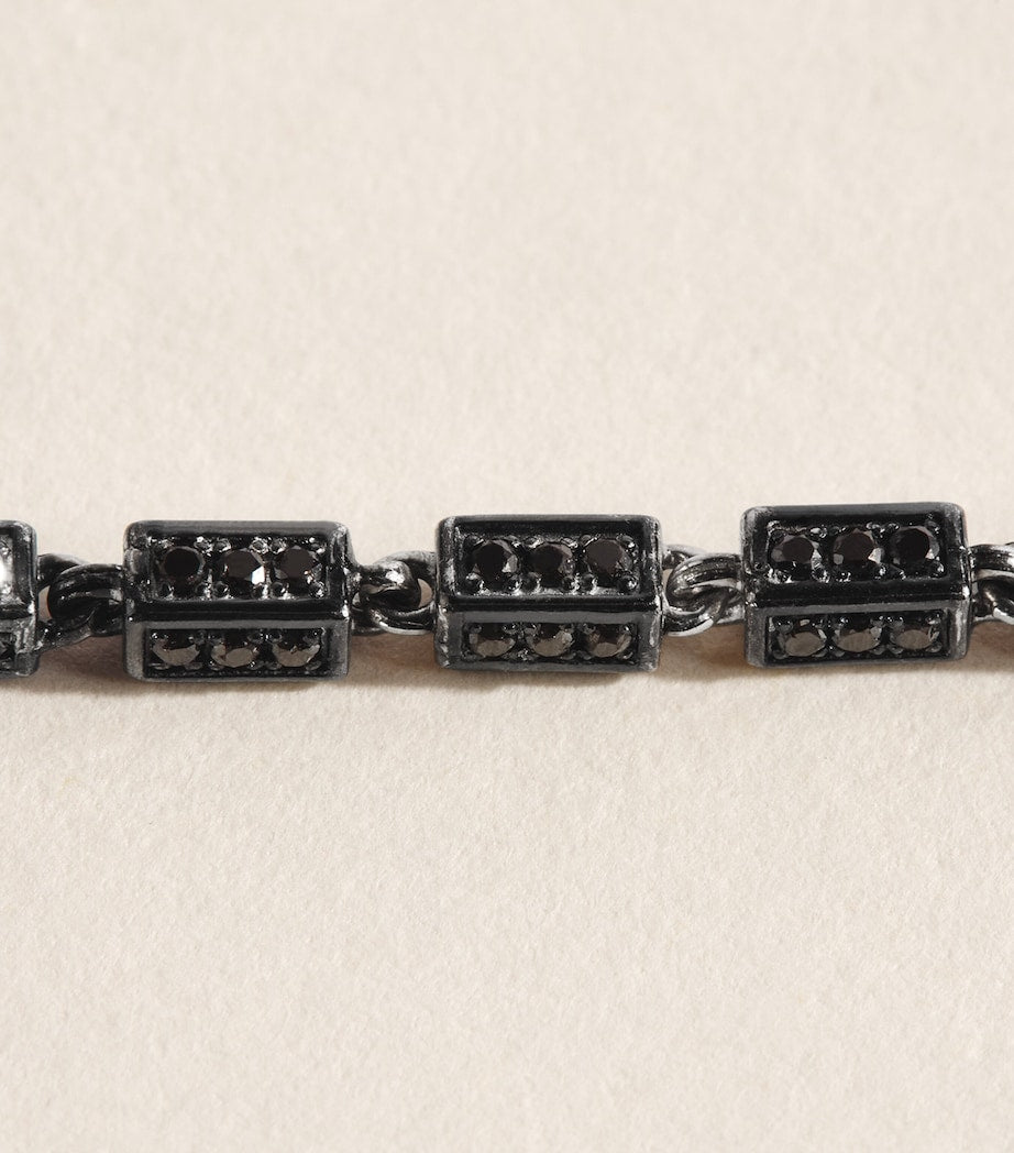 Suzanne Kalan white gold black diamond block-chain necklace, UK version