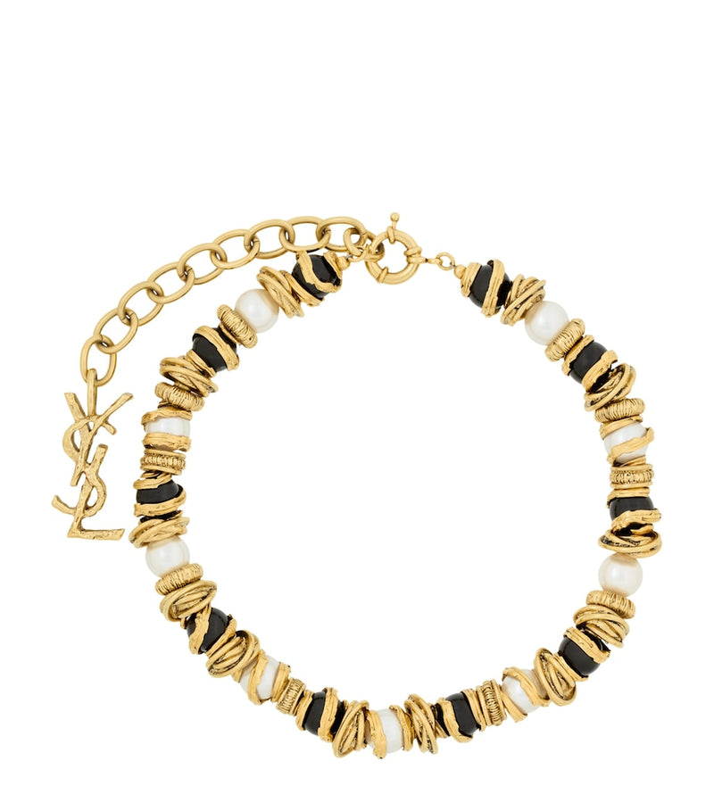 Saint Laurent Loulou pearl and disk necklace, UK version