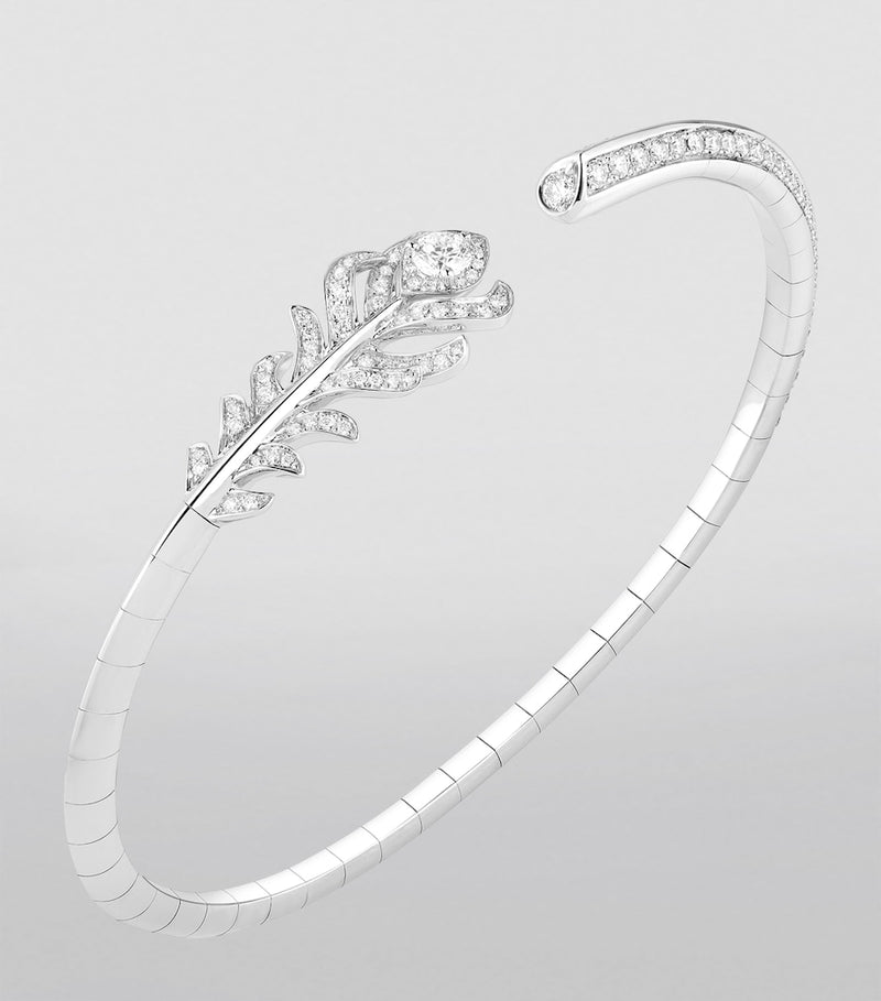 Boucheron white gold diamond Plume de Paon bracelet (British brand)