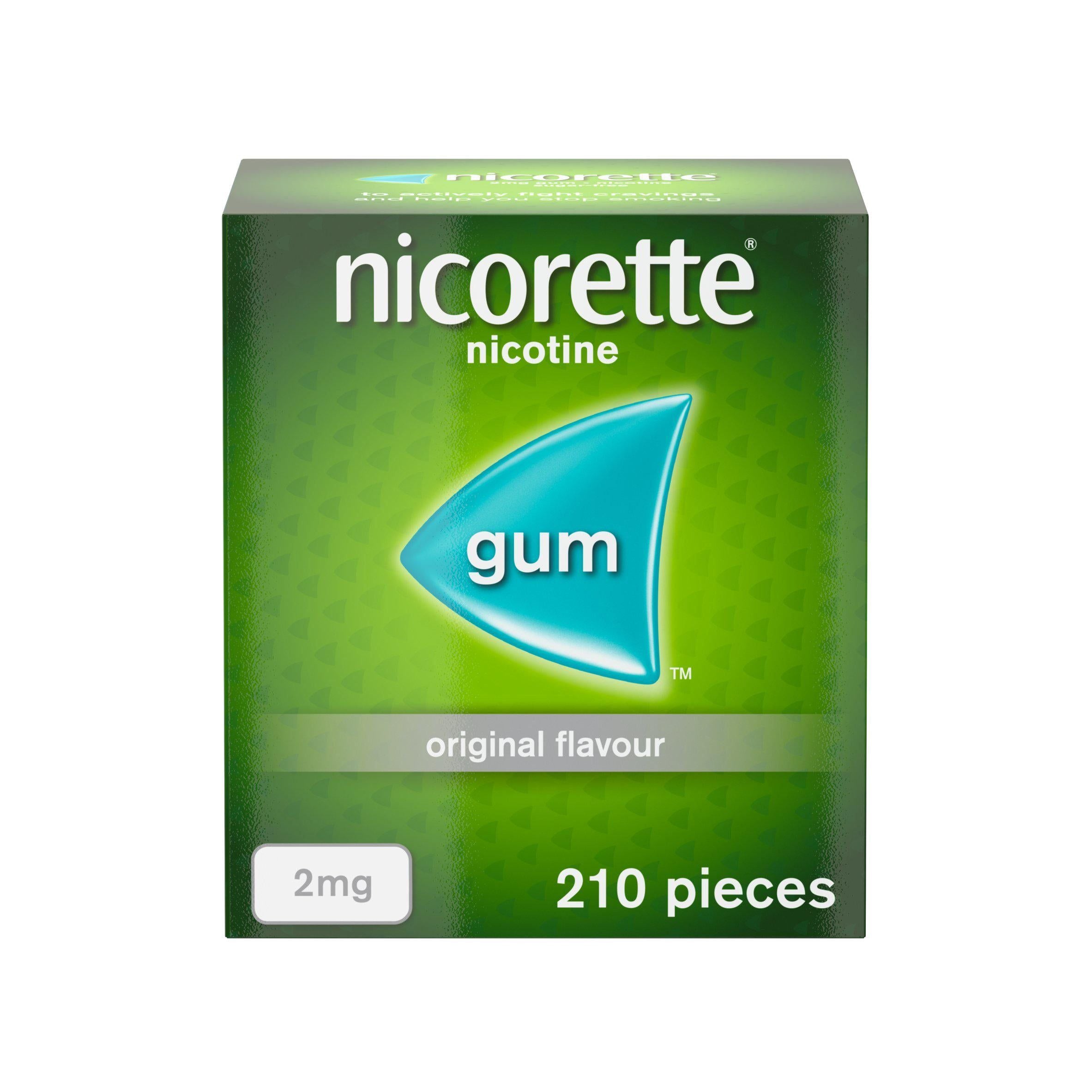 Nicorette® Original Flavour Sugar Free Gum 2mg x210 Pieces (stop smoking aid) smoking control Sainsburys   