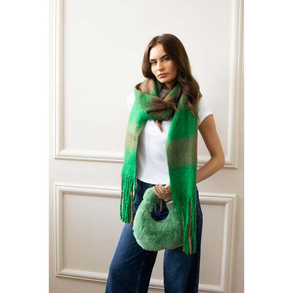SVNX faux fur soft grab bag in green, UK version