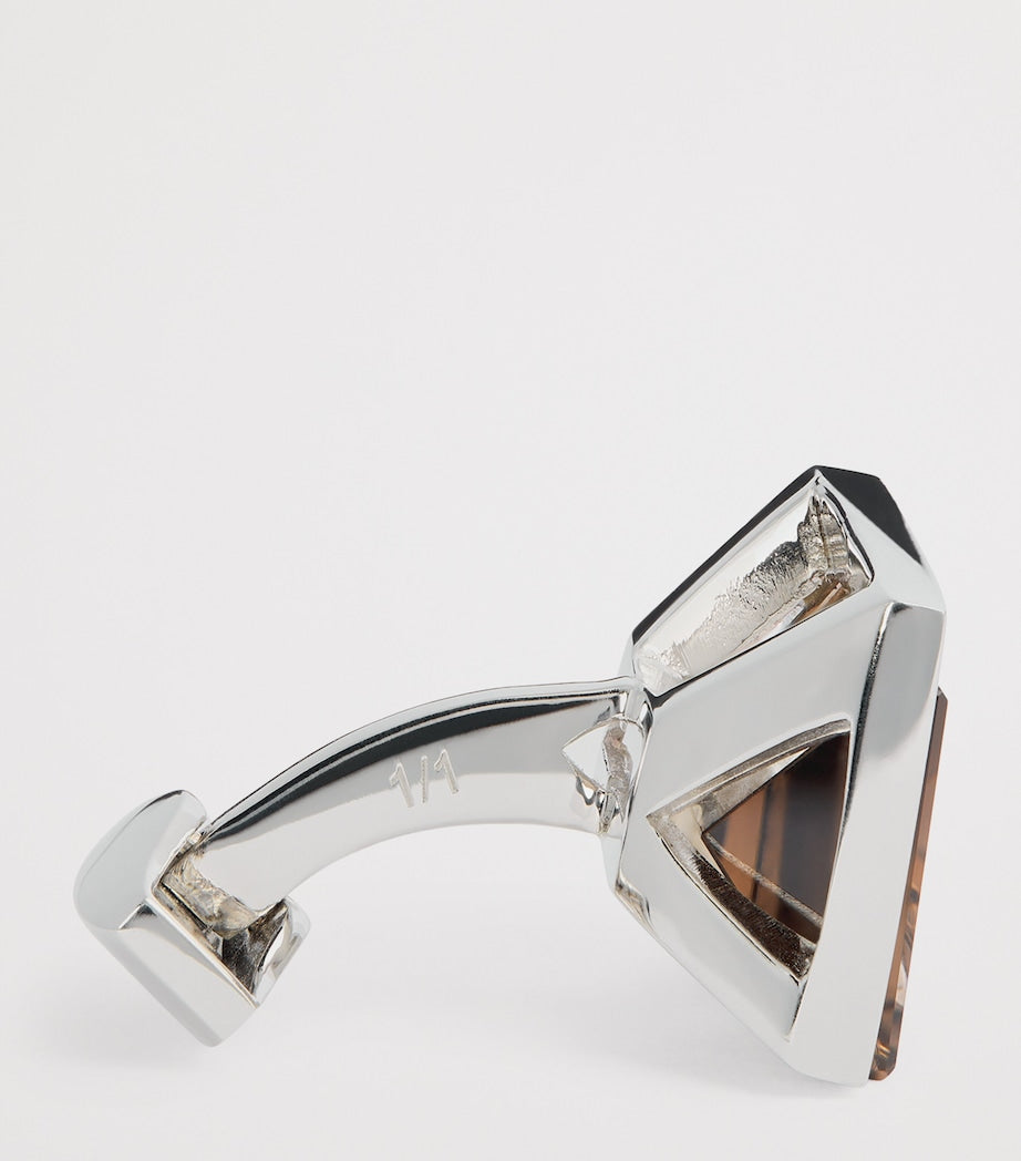 Tateossian sterling silver and smoky quartz cufflinks - British product