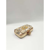 SVNX embellished heart clutch bag gold chain strap, UK version