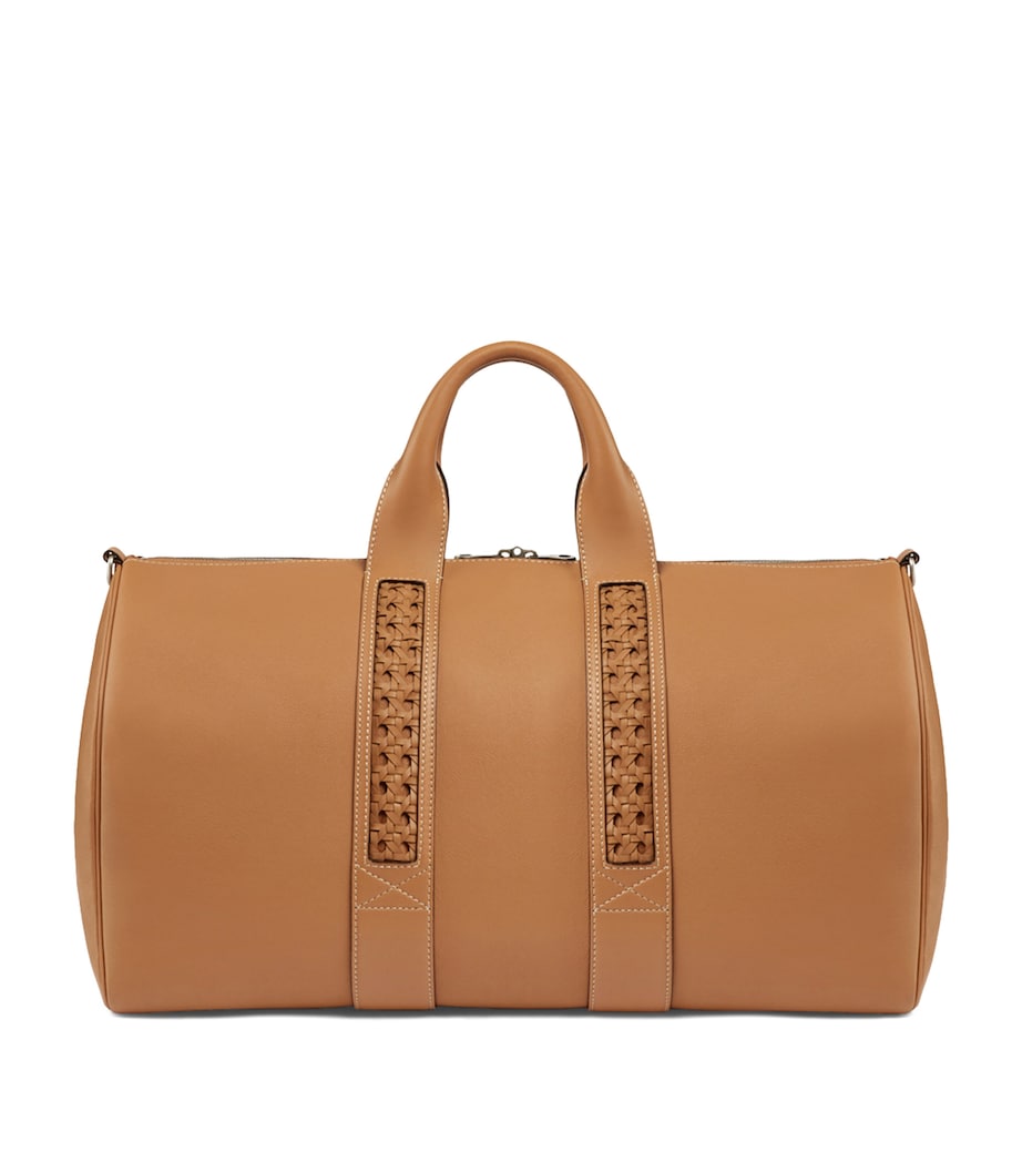Aviteur leather woven-detail holdall - British product