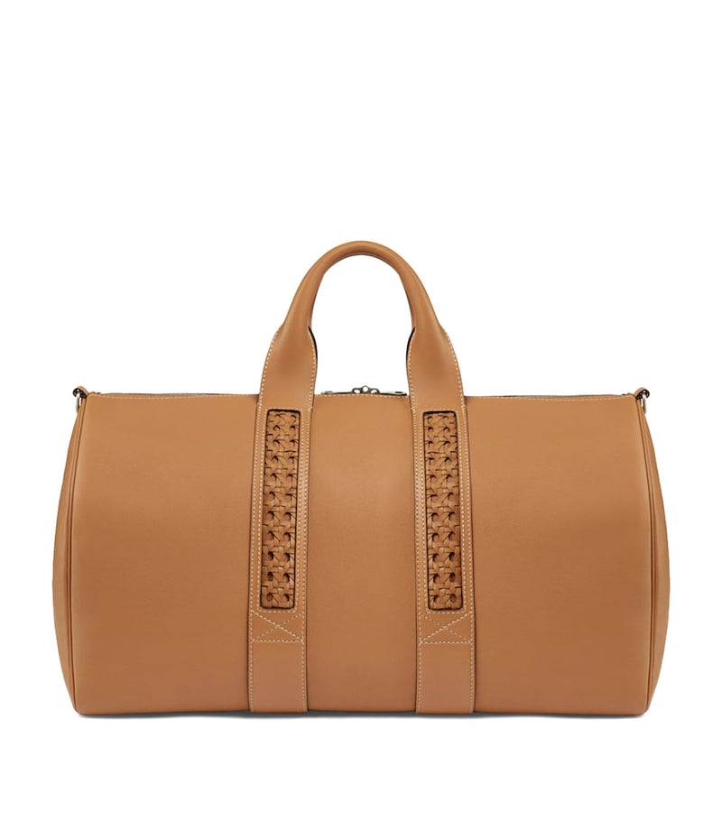 Aviteur leather woven-detail holdall - British product