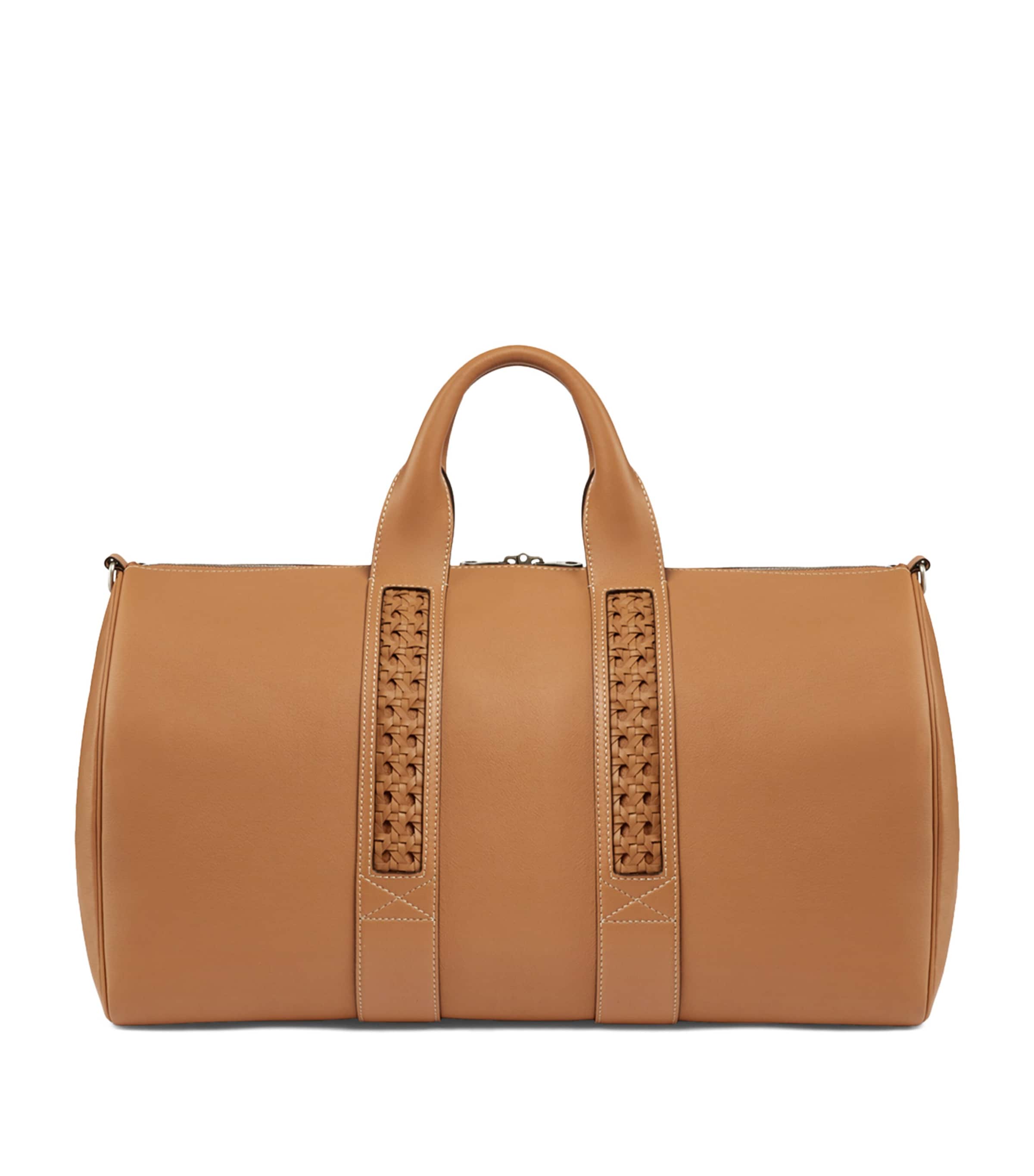 Aviteur leather woven-detail holdall - British product