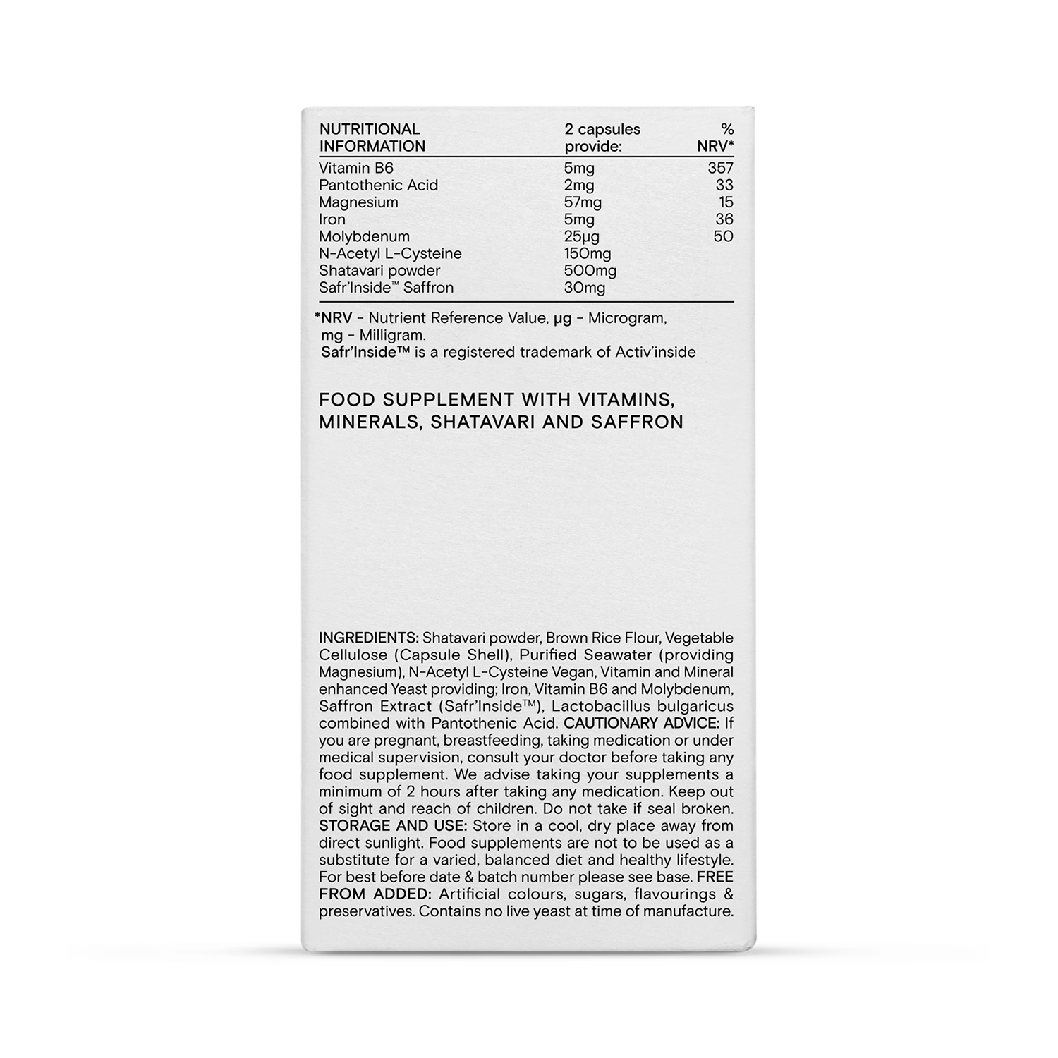 Perimenopause Botanical and Vitamin Complex with Saffron and Shatavari 60 Capsules