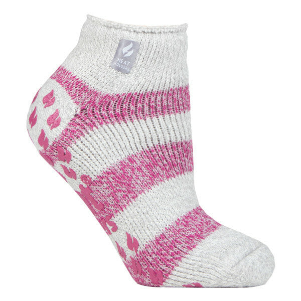 Heat Holders Ladies Low Cut Thermal Slipper Socks 4-8 UK GOODS Superdrug Light Grey/ Berry (Valencia)  