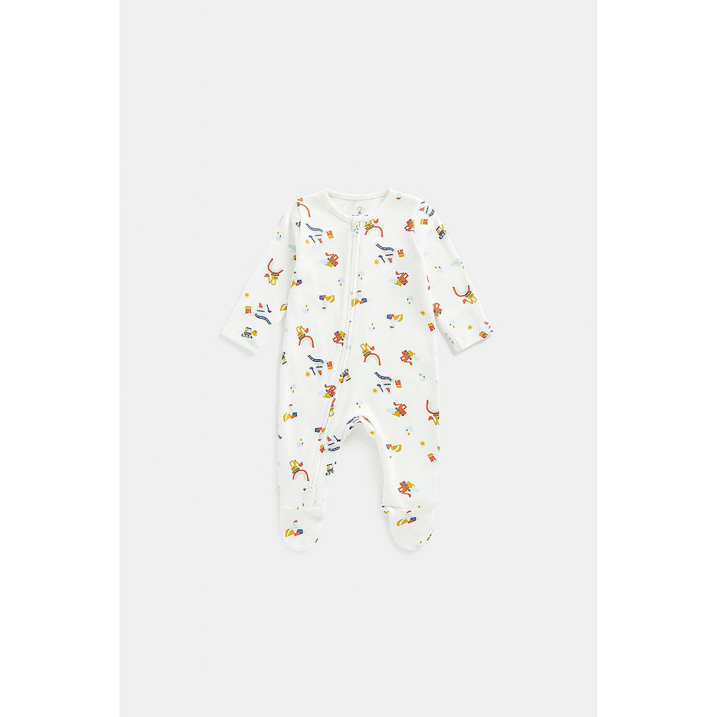 Mothercare Diggers Zip-Up Baby Sleepsuit