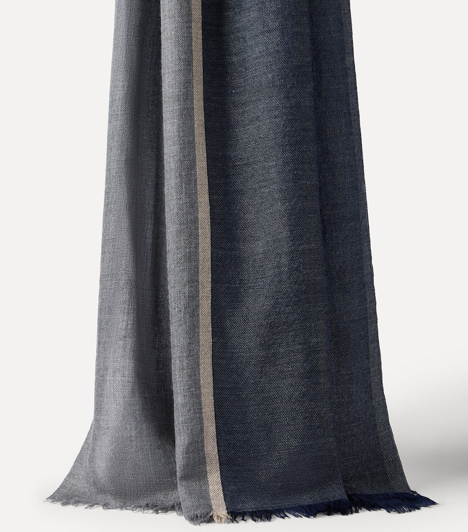 Brunello Cucinelli cashmere-silk colour-block scarf (British brand)