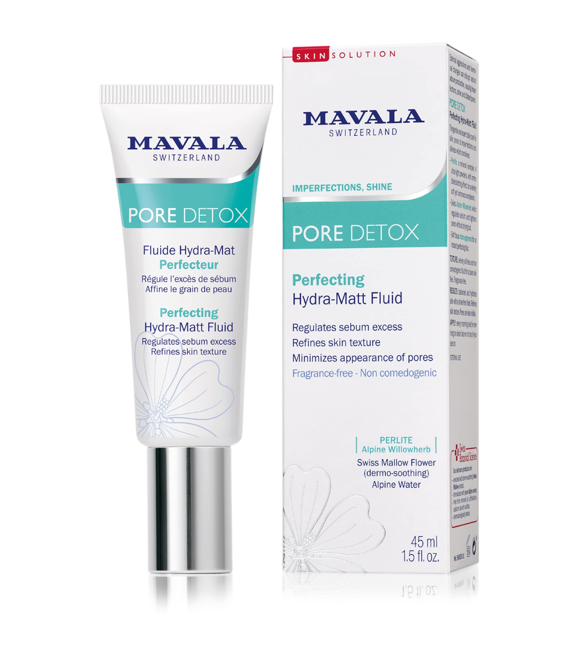 Mavala Pore Detox Perfecting Hydra-Matt Fluid 45ml, imported from the UK