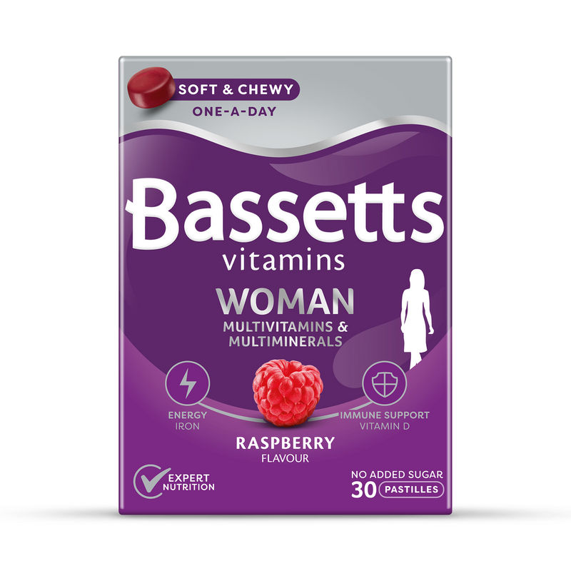 Bassetts Vitamins women's multivitamin pastilles raspberry 30 count (British brand)