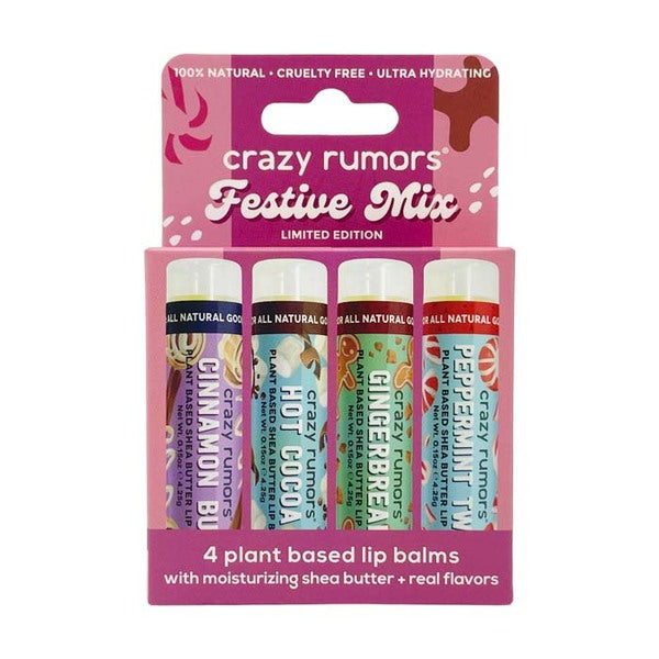 Crazy Rumors Festive Mix lip balm 4x4.5g - British product