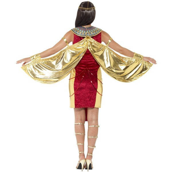 Smiffys Egyptian goddess costume in red with wings and headpiece (British brand)