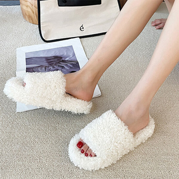 Livingandhome plush open toe slippers, imported from the UK
