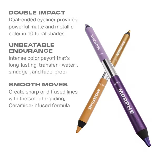 Morphe Bi-Liner Dual-Ended Gel Pencil Mild Or Wild, imported from the UK